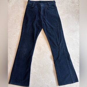 90’s Levi's Men's Dark Blue Bootcut Corduroy Pants